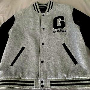 Guess reversible vintage varsity jacket grey x black size large